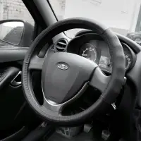 Оплетка на руль (нат. кожа) AVS GL-940M-B (размер M, черный) - Серия "Classic"