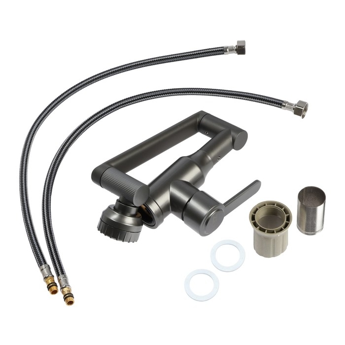 Смеситель для кухни ZEIN Z3706, регулируемый излив высотой 25 см, аэратор 2 режима, графит Смеситель для кухни ZEIN Z3706, регулируемый излив высотой 25 см, аэратор 2 режима, графит