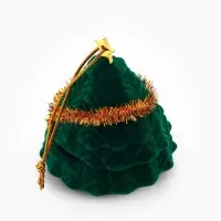 Футляр под серьги, кольцо &laquo;Новогодняя ёлочка&raquo;, бархатный, 5.9&times;6.2&times;6.2 см, зелёный, золотой