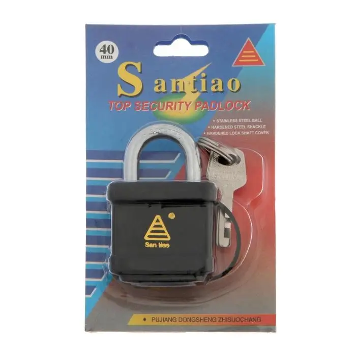 Замок навесной, 40 мм, влагозащищенный, короткая дужка, 3 ключа