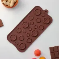 Форма для шоколада Доляна &laquo;Пуговки&raquo;, силикон, 20.5&times;10 см, 19 ячеек, коричневая