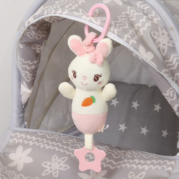 Подвеска с вибрацией «Милая зайка», прорезыватель, на кроватку, коляску, Крошка Я Подвеска с вибрацией «Милая зайка», прорезыватель, на кроватку, коляску, Крошка Я