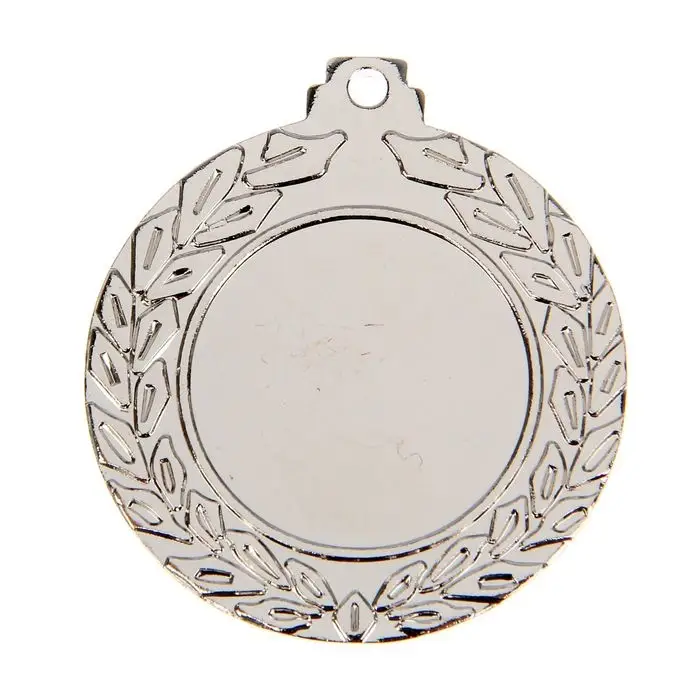 Медаль под нанесение серебро 037, d=4.5 см, без ленты Медаль под нанесение серебро 037, d=4.5 см, без ленты