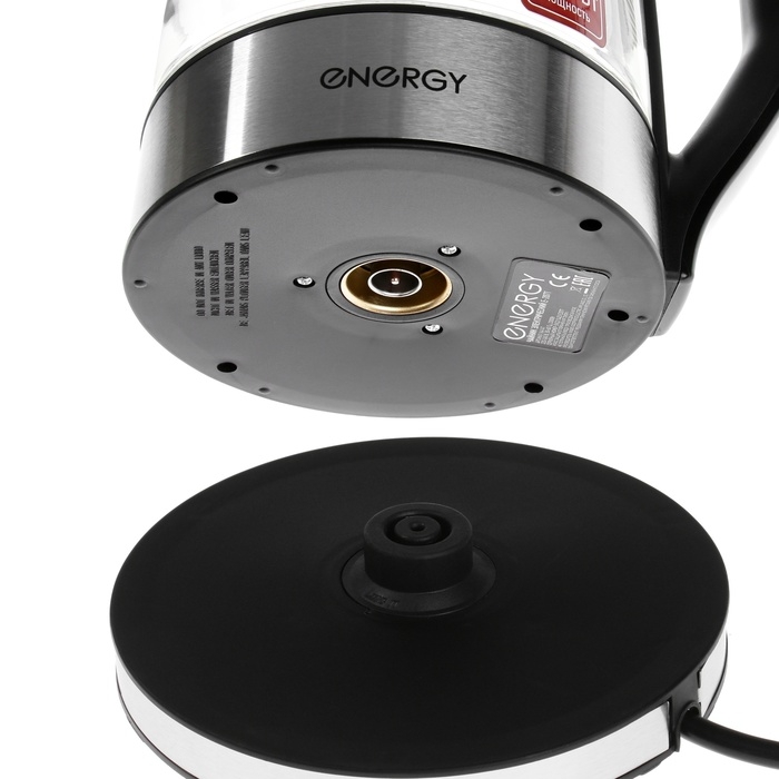 Чайник электрический ENERGY E-207Т, стекло, 1.7 л, 2200 Вт, серо-чёрный Чайник электрический ENERGY E-207Т, стекло, 1.7 л, 2200 Вт, серо-чёрный