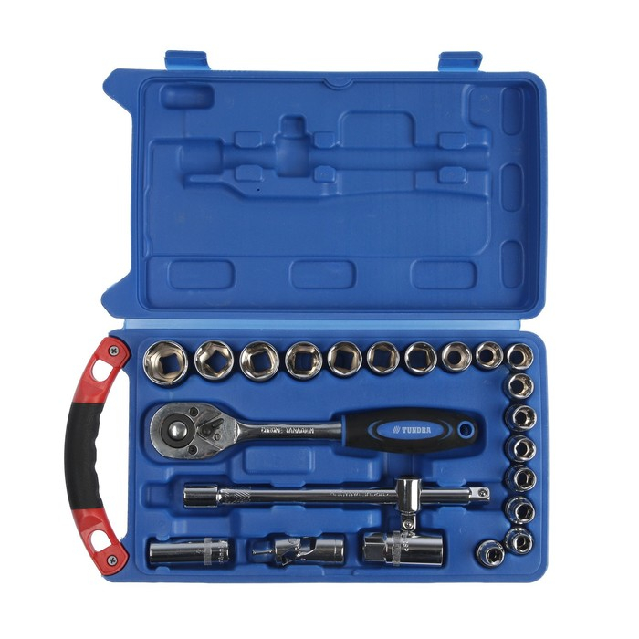 Набор инструментов в кейсе ТУНДРА, автомобильный, 1/2 Набор инструментов в кейсе ТУНДРА, автомобильный, 1/2", 23 предмета