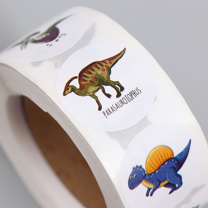 Наклейка бумага Наклейка бумага "Дино парк" d=2,5 см 500 шт в рулоне