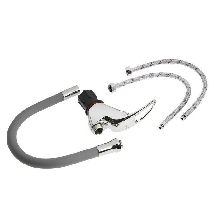 Смеситель для кухни ZEIN Z2075G, силиконовый излив, картридж 40 мм, латунь, серый/хром Смеситель для кухни ZEIN Z2075G, силиконовый излив, картридж 40 мм, латунь, серый/хром