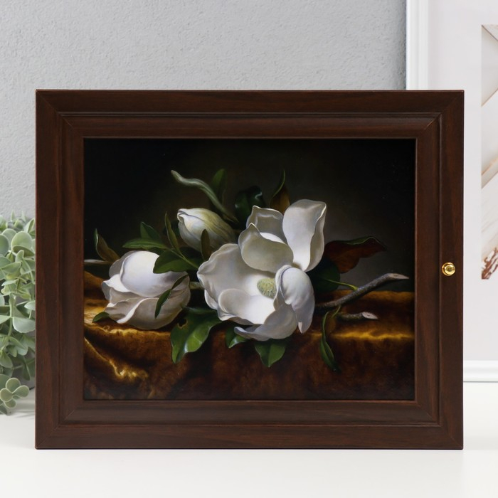 Ключница Ключница "Белые цветы" венге 26х31 см МИКС