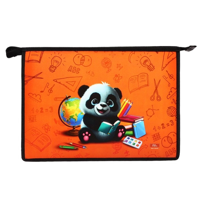 Папка для тетрадей А4, 325 х 230 х 55 мм, молния сверху, пластиковая, ПМ-А4-29 Calligrata Папка для тетрадей А4, 325 х 230 х 55 мм, молния сверху, пластиковая, ПМ-А4-29 Calligrata "Панда"