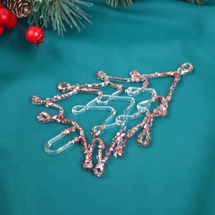 Украшение ёлочное Украшение ёлочное "Ёлочка сияние блеск" 14х8 см, прозрачно-розовый