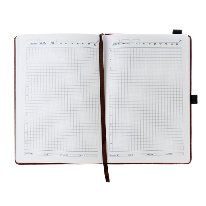 Ежедневник недатированный А5, 140 листов в клетку, на резинке, обложка кожзам, МИКС Ежедневник недатированный А5, 140 листов в клетку, на резинке, обложка кожзам, МИКС