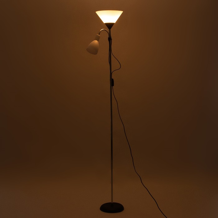 Торшер  Торшер "Тренд 2" 1х40Вт Е27+1хЕ27 40Вт серебристый 22х22х180 см.