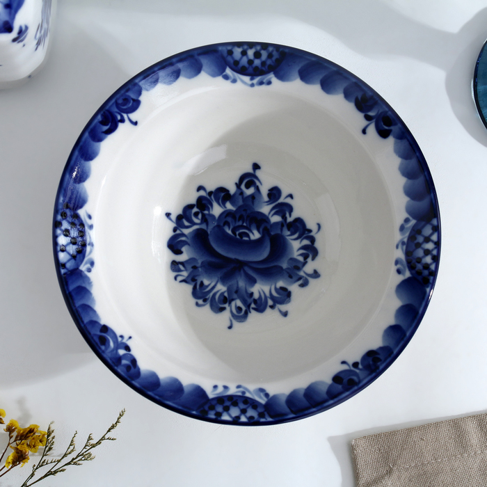 Тарелка &laquo;Трапеза&raquo;, малая, D=17,5 см, гжель
