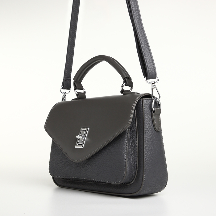 Сумка женская на клапане TEXTURA, маленький размер, цвет тёмно-серый Сумка женская на клапане TEXTURA, маленький размер, цвет тёмно-серый