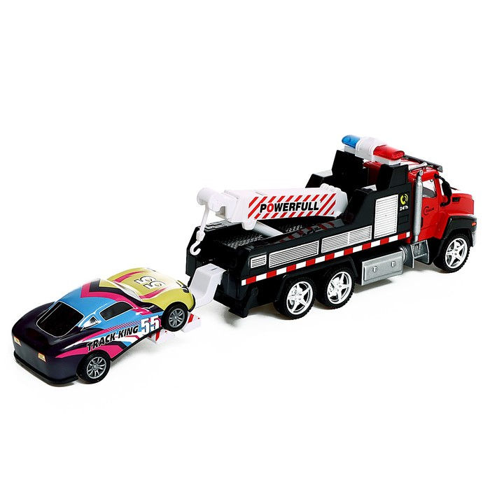 Грузовик металлический «Эвакуатор», с машинкой, свет и звук, инерция, МИКС Грузовик металлический «Эвакуатор», с машинкой, свет и звук, инерция, МИКС