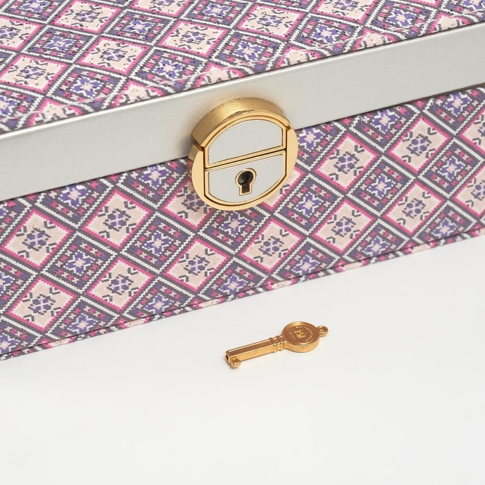 Шкатулка кожзам для украшений Шкатулка кожзам для украшений "Мозаика из плитки" синяя 16,3х24х8,5 см