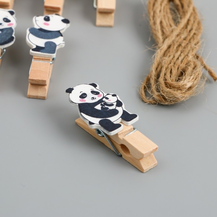 Декор для творчества дерево Декор для творчества дерево "Прищепка. Панды" набор 10 шт 4,2х2,3х1,2 см