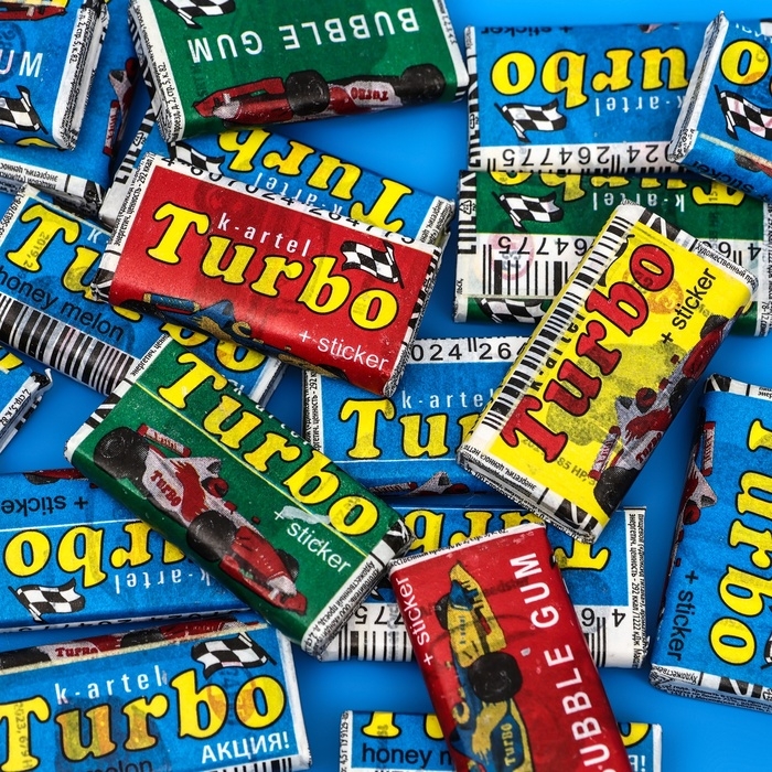 Жевательная резинка Turbosport racing, со вкусом дыни, арбуза, яблока, персика, 20 шт по 4,5 г Жевательная резинка Turbosport racing, со вкусом дыни, арбуза, яблока, персика, 20 шт по 4,5 г