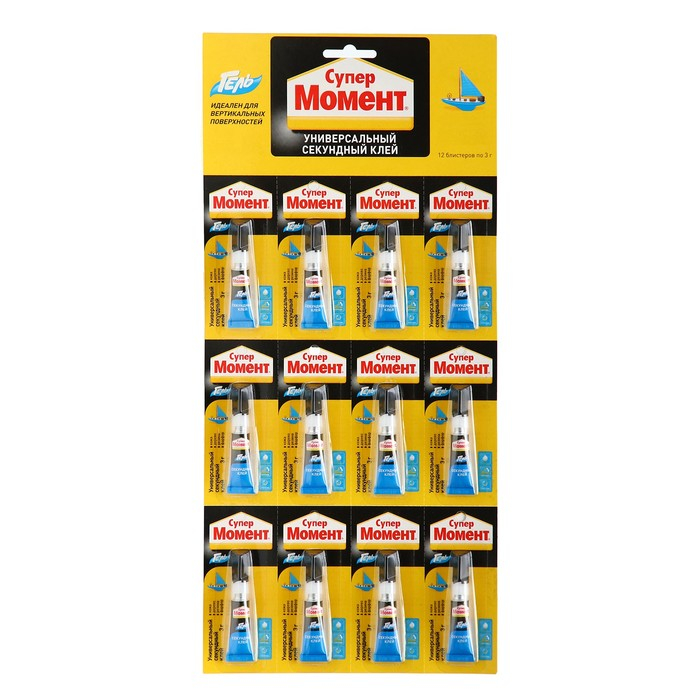 Клей Момент Супер гель, 3 г, набор 12 шт Клей Момент Супер гель, 3 г, набор 12 шт