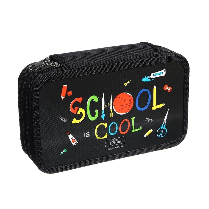 Пенал 3 секции, 125 х 205 х 55 мм, Calligrata 30П26/3 Пенал 3 секции, 125 х 205 х 55 мм, Calligrata 30П26/3 "School", ламинированный картон