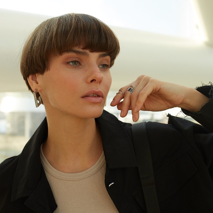 Серьги «Геометрия» обливион, крупные, цвет серебро Серьги «Геометрия» обливион, крупные, цвет серебро