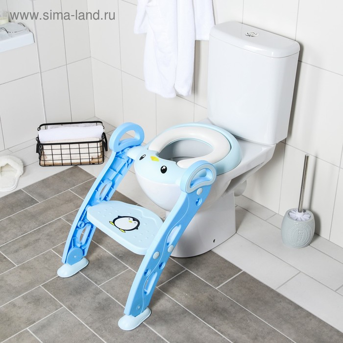 Детская накладка - сиденье на унитаз «Пингвин», цвет голубой Детская накладка - сиденье на унитаз «Пингвин», цвет голубой