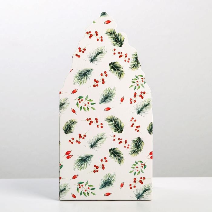 Коробка новогодняя для мини-букетов «С новым годом», снегири, 12 х 17 х 10 см, Новый год