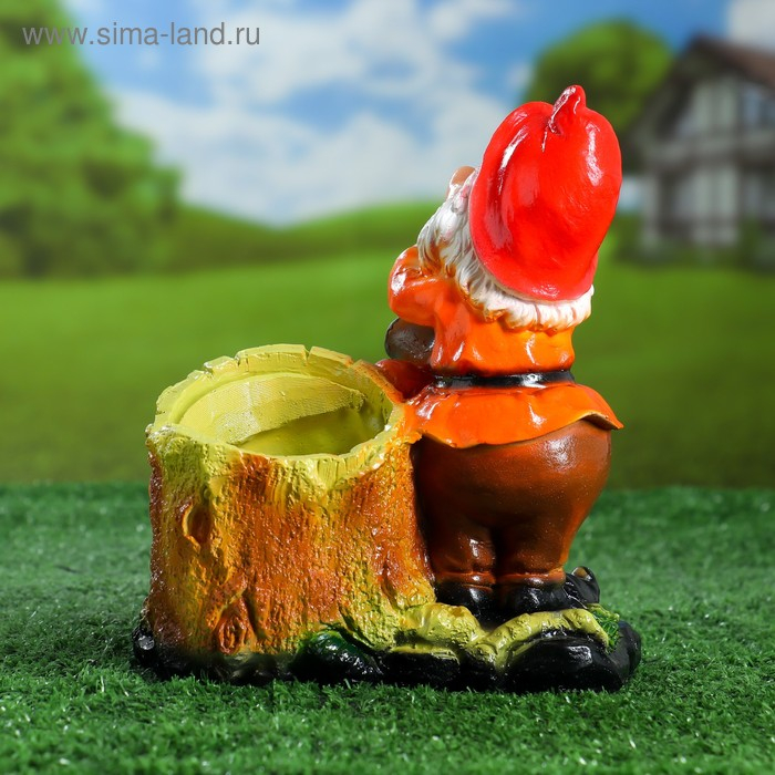 Фигурное кашпо Фигурное кашпо "Гном у пенька №2, 21х18х17 см