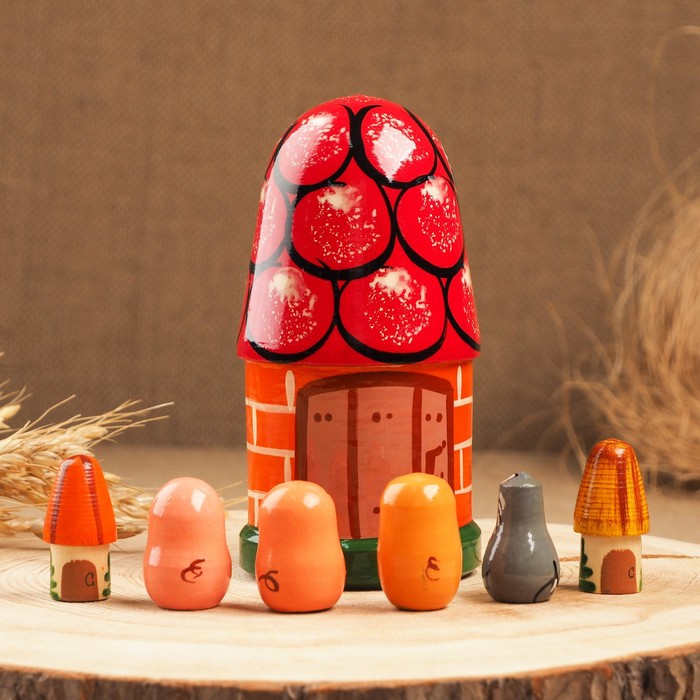 Пальчиковый театр «3 поросёнка», теремок и 6 кукол, 14 см Пальчиковый театр «3 поросёнка», теремок и 6 кукол, 14 см