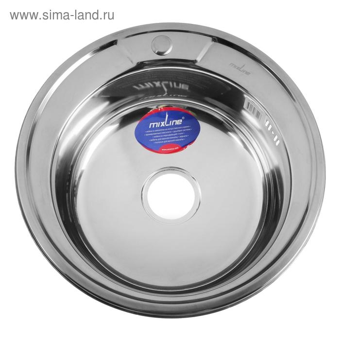 Мойка кухонная MIXLINE 528184, врезная, толщина 0.6 мм, 51х51х17 см, вып. 3 1/2 Мойка кухонная MIXLINE 528184, врезная, толщина 0.6 мм, 51х51х17 см, вып. 3 1/2", с сифоном