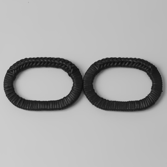 Ручки для сумок деревянные, плетёные, d = 9,8 × 5,9 / 13,5 × 9,5 см, 2 шт, цвет чёрный Ручки для сумок деревянные, плетёные, d = 9,8 × 5,9 / 13,5 × 9,5 см, 2 шт, цвет чёрный