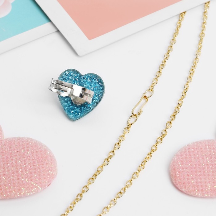 Набор детский «Выбражулька» 5 предметов: кулон, 4 кольца, единороги в сердечках, цвет МИКС Набор детский «Выбражулька» 5 предметов: кулон, 4 кольца, единороги в сердечках, цвет МИКС