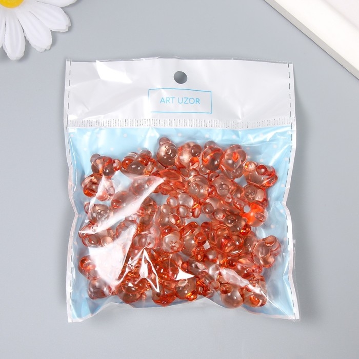 Декор для творчества пластик Декор для творчества пластик "Медвежонок" красный набор 25 шт 1,8х1,5х1 см