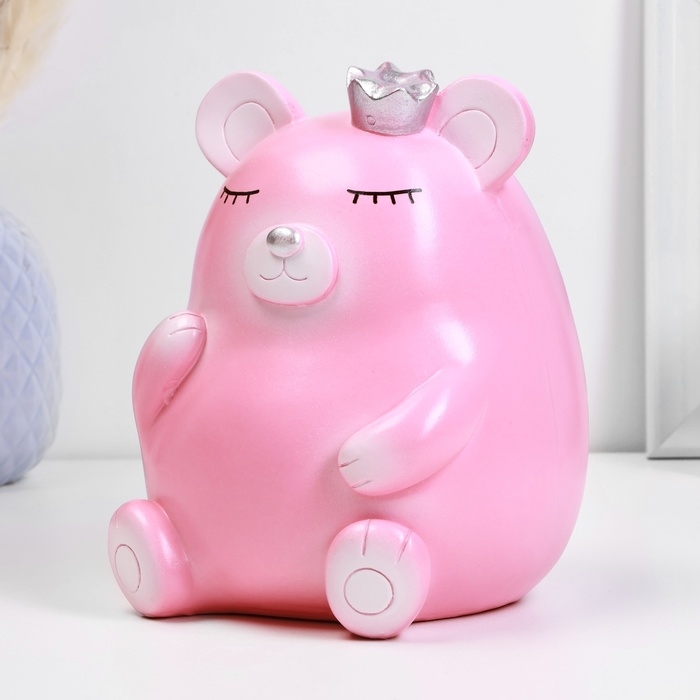 Копилка Копилка "Медведь с короной" розовая, 17см