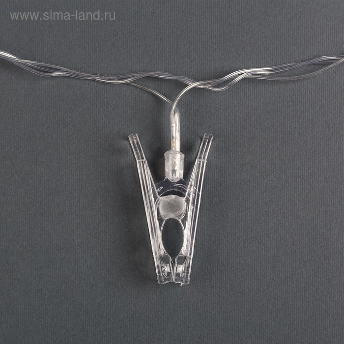 Гирлянда «Нить» 4.5 м с насадками «Прищепки», IP20, прозрачная нить, 20 LED, свечение RG/RB, мигание, 220 В Гирлянда «Нить» 4.5 м с насадками «Прищепки», IP20, прозрачная нить, 20 LED, свечение RG/RB, мигание, 220 В