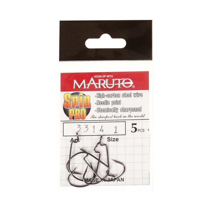 Крючки офсетные Maruto, серия Spin Pro 3314, цвет BN, № 1, 5 шт. Крючки офсетные Maruto, серия Spin Pro 3314, цвет BN, № 1, 5 шт.
