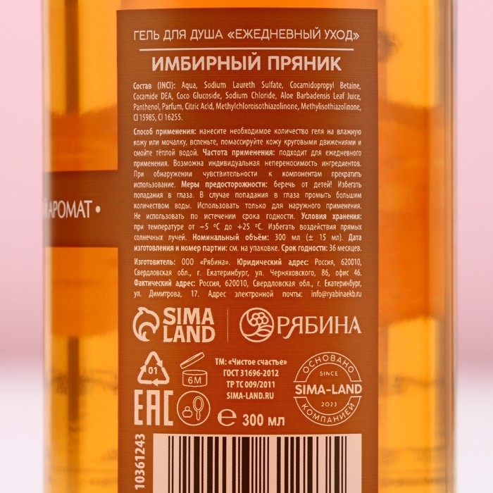 Гель для душа, насыщение и гладкость, 300 мл, аромат имбирного пряника, Новый Год Гель для душа, насыщение и гладкость, 300 мл, аромат имбирного пряника, Новый Год