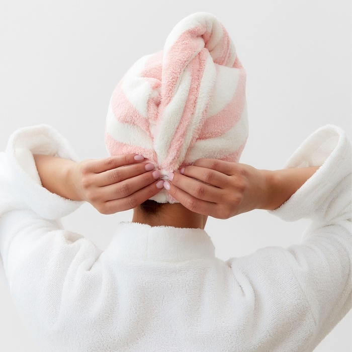 Чалма для сушки волос Этель «Полоски», цв.розовый, 65*25 см, 100% п/э Чалма для сушки волос Этель «Полоски», цв.розовый, 65*25 см, 100% п/э