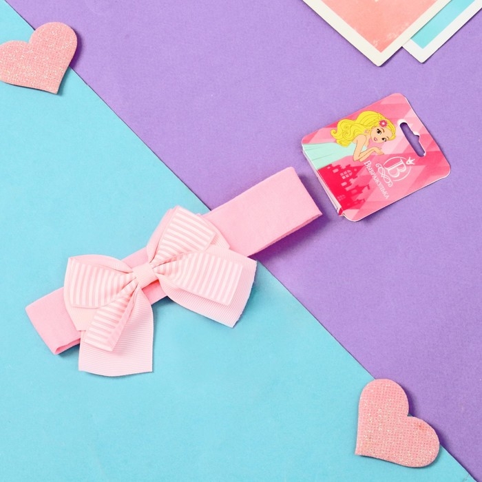 Повязка для волос Повязка для волос "Бант" полоски, 3х17 см, розовый