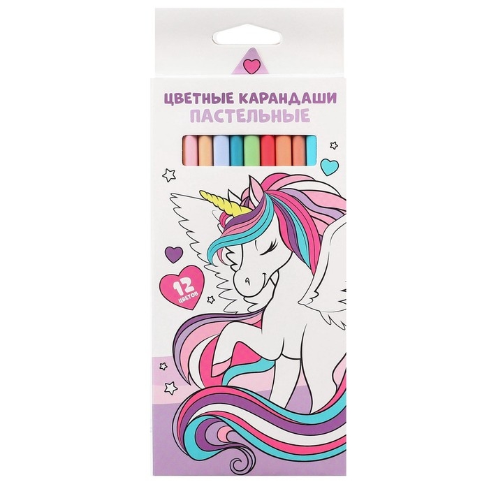Цветные карандаши пастельные, 12 цветов, трехгранные, Минни Маус и Единорог Цветные карандаши пастельные, 12 цветов, трехгранные, Минни Маус и Единорог