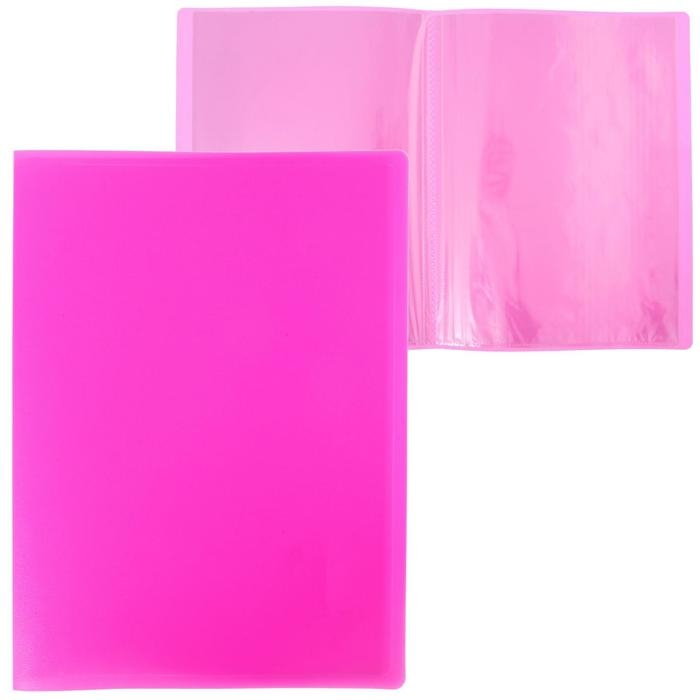 Папка с 40 вкладышами А4, 500 мкм, Calligrata, неон, розовая Папка с 40 вкладышами А4, 500 мкм, Calligrata, неон, розовая