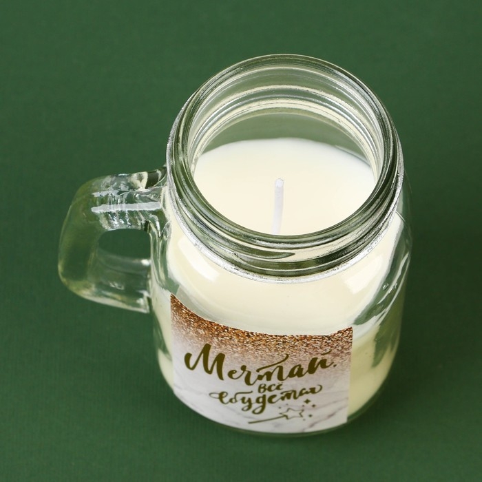 Новогодняя свеча в банке с ручкой «Мечтай», аромат ваниль Новогодняя свеча в банке с ручкой «Мечтай», аромат ваниль