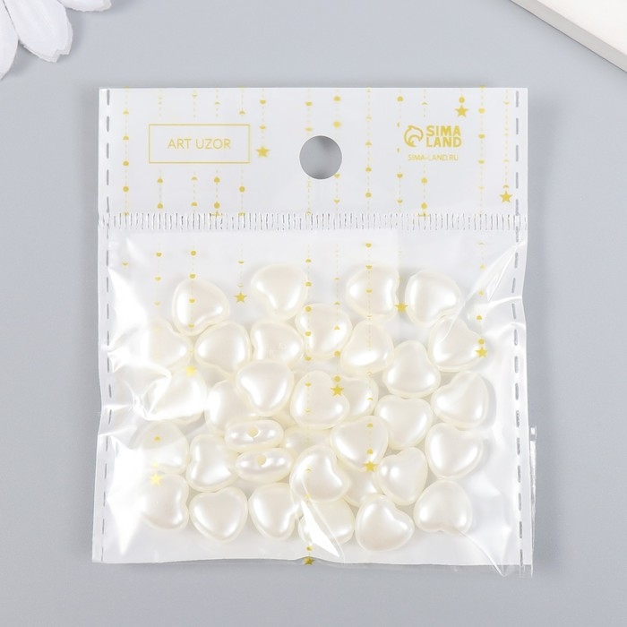 Набор бусин для творчества пластик Набор бусин для творчества пластик "Жемчужное сердце" набор 35 шт 1х1 см
