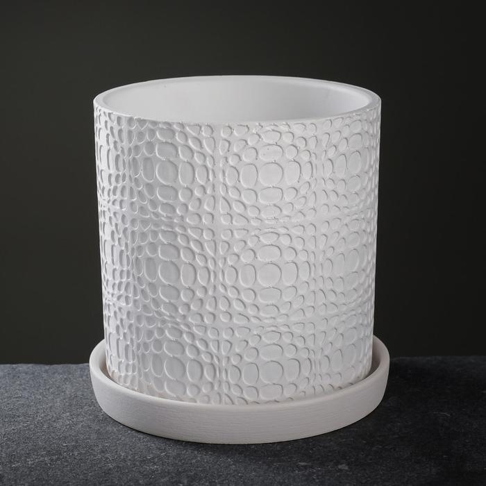 Горшок цветочный Горшок цветочный "Иллюзия" белый цилиндр №2, 2л