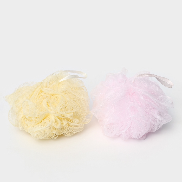 Набор мочалок для тела CUPELLIA SPA: 2 шара по 50 гр, цвета бежевый и розовый