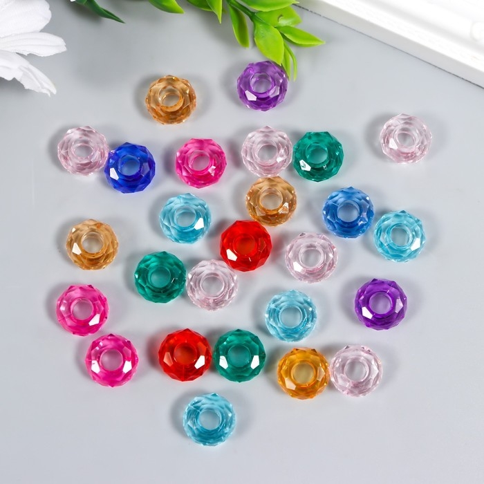 Бусины для творчества пластик Бусины для творчества пластик "Колечко кристалл с гранями" прозр. цвет. 20 гр 0,8х1,4х1,4 см