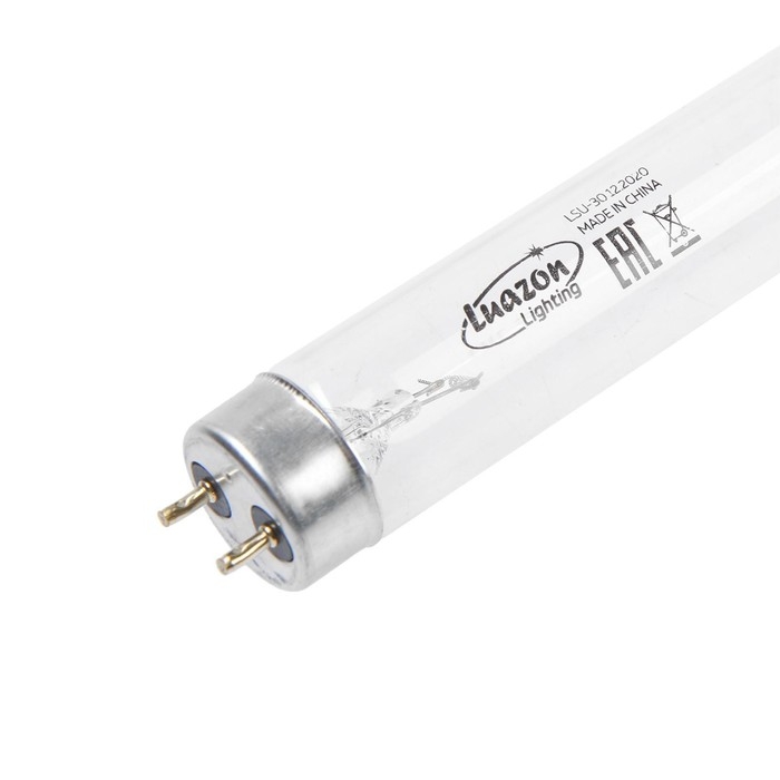 Лампа ультрафиолетовая бактерицидная Luazon Lighting, G13, 30Вт, без озона, 253.7нм, 894.6мм Лампа ультрафиолетовая бактерицидная Luazon Lighting, G13, 30Вт, без озона, 253.7нм, 894.6мм
