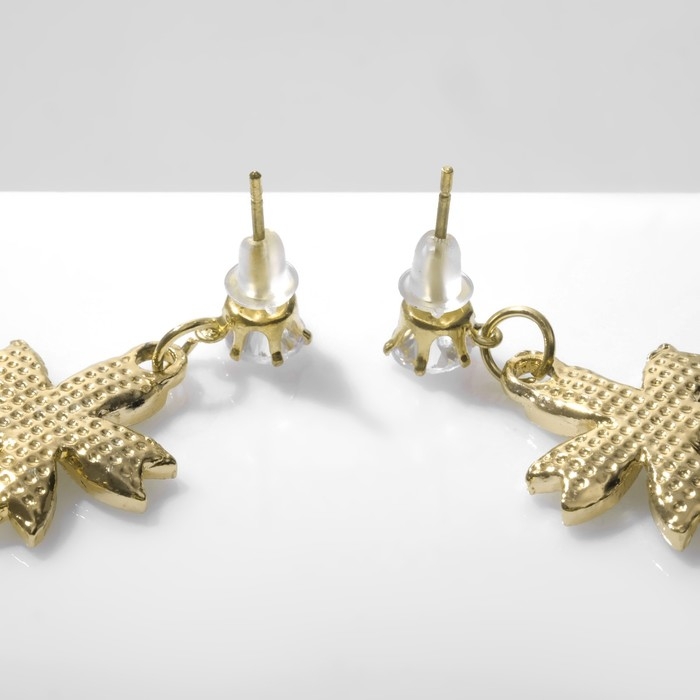 Серьги со стразами «Цветы» литл, цвет белый в золоте