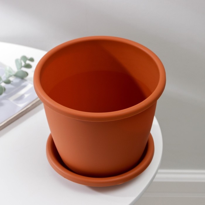 Горшок для цветов с поддоном «Афина», 3 л, пластиковый, цвет коричневый Горшок для цветов с поддоном «Афина», 3 л, пластиковый, цвет коричневый