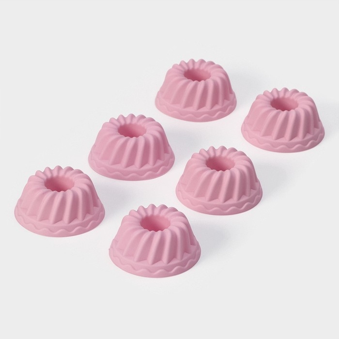 Набор форм для выпечки Доляна «Пальчики оближешь», силикон, 6 шт, 7×3 см, цвет розовый Набор форм для выпечки Доляна «Пальчики оближешь», силикон, 6 шт, 7×3 см, цвет розовый